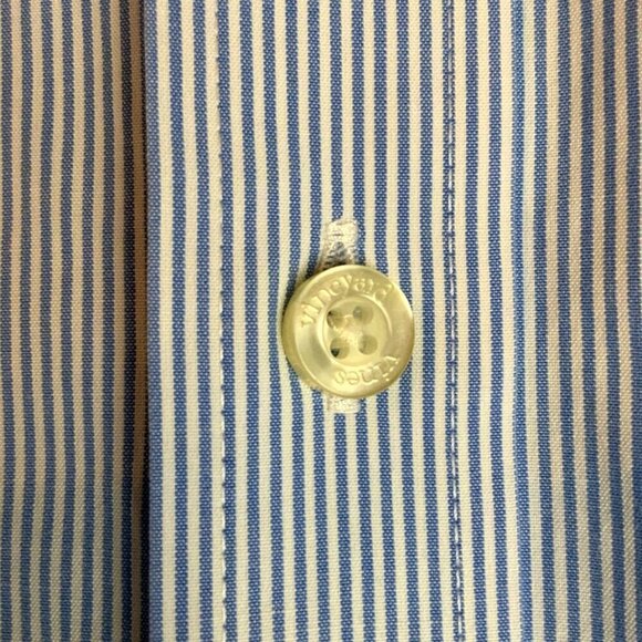 Vineyard Vines Slim Fit Whale Shirt Large Blue White Stripe Cotton Button Down - Picture 7 of 7